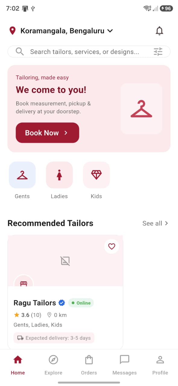 Metaia customer home screen