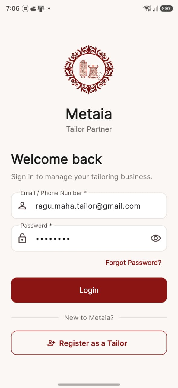 Metaia tailor login