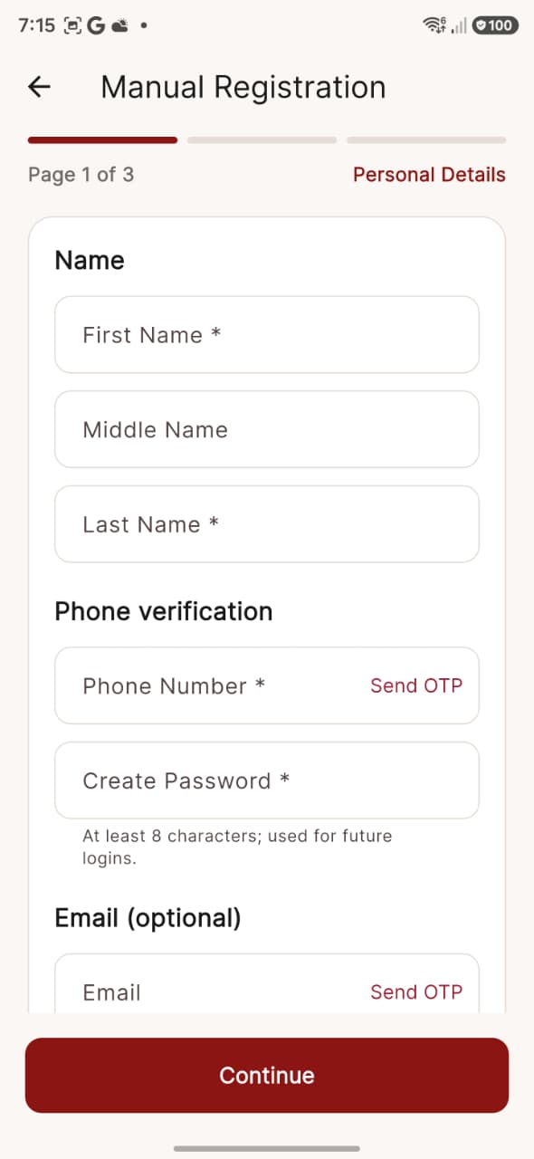 Metaia tailor manual registration