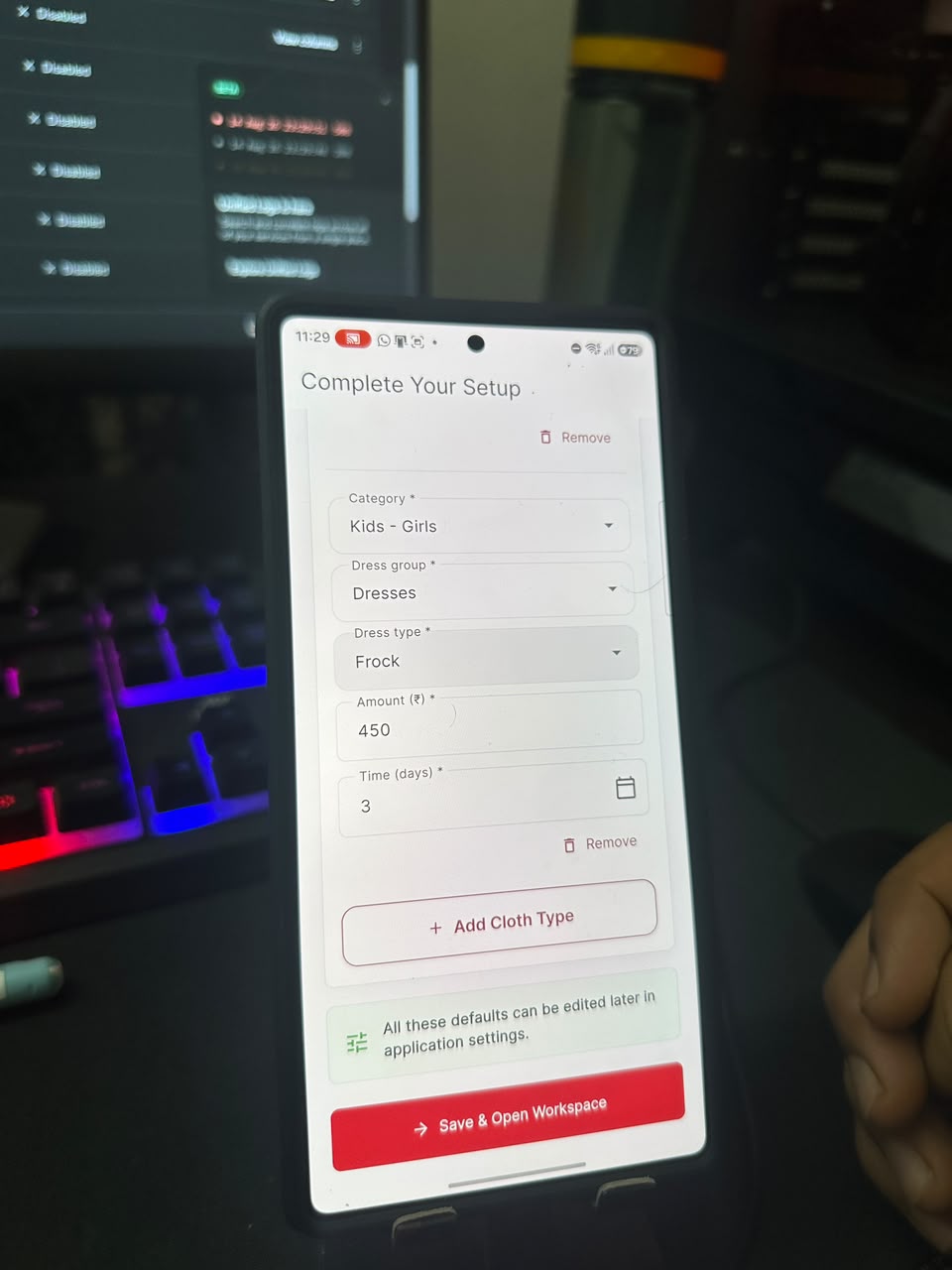 Metaia tailor service setup