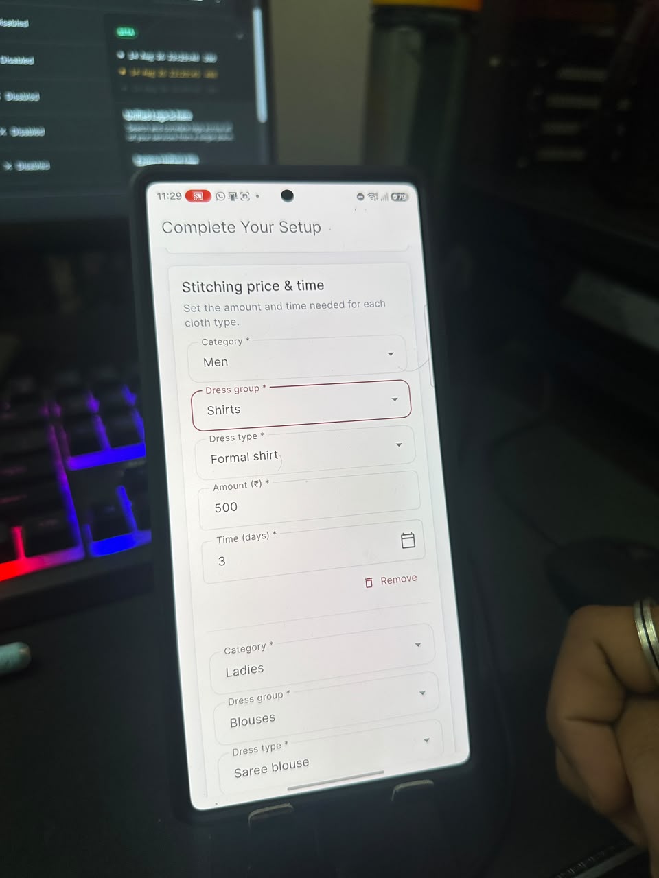 Metaia tailor pricing setup