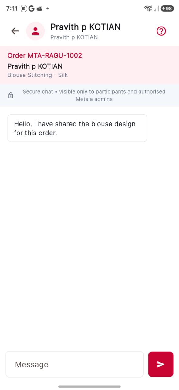 Metaia tailor customer conversation